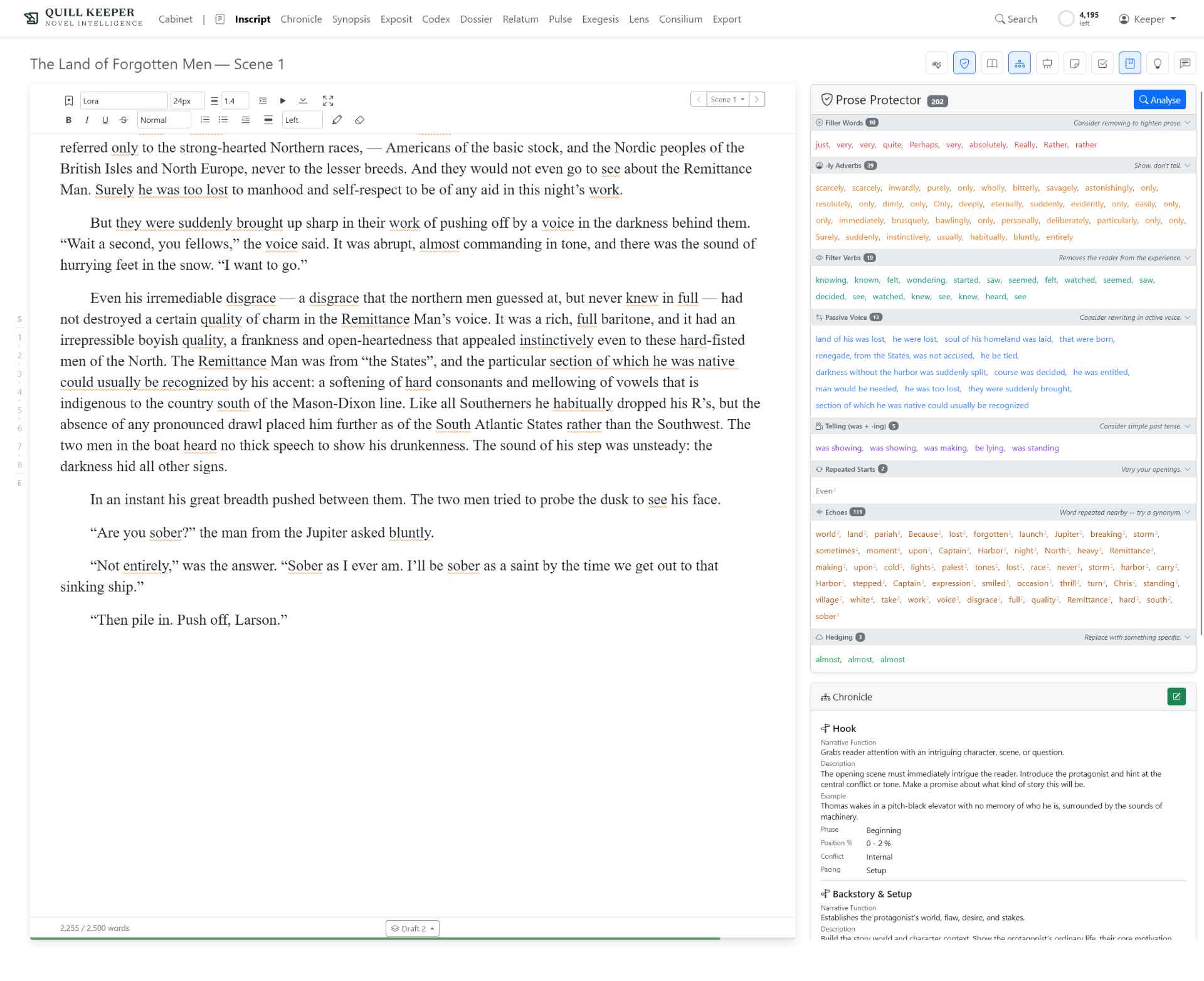 Quill Keeper writing interface